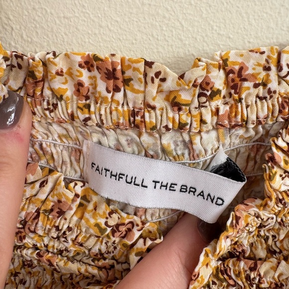 Faithfull the Brand Floral Mini Dress in Cream and Brown - Picture 3 of 4